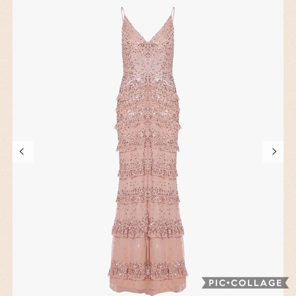 Adrianna Papell spaghetti strap and ruffle embellished long gown - Picture 4 of 13